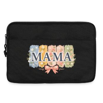MAMA Bandes Florales et Nœud Rose Rétro - Sacoche pour ordinateur portable 13 pouces - noir - Devant