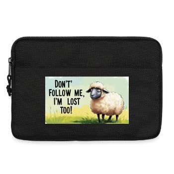 Sheep "Don t follow me - i m lost too!" - Laptop bag 13" - black - Front