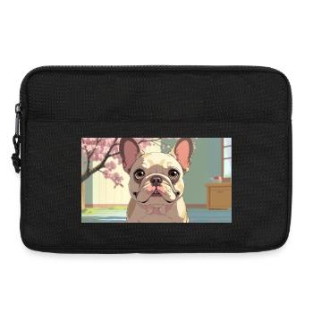 Cute Bulldog in Animated Style - Laptop bag 13" - black - Front