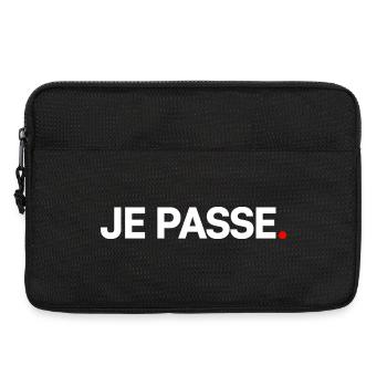 JE PASSE | Expression humour minimaliste - Sacoche pour ordinateur portable 13 pouces - noir - Devant