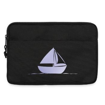 Minimalist Sailboat in Light Blue - Laptop bag 13" - black - Front