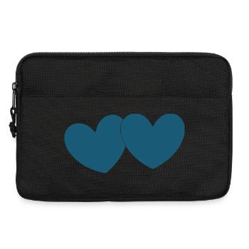 Coeur bleu 2 coeurs Saint-Valentin - Sacoche pour ordinateur portable 13 pouces - noir - Devant