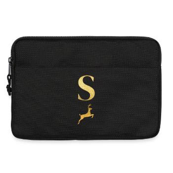 Buchstabe s goldener Hirsch - Geschenkidee - Laptoptasche 13" - Schwarz - Vorne