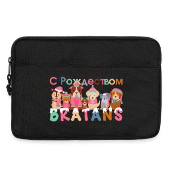 Frohe Weihnachten Hunde russisch Geschenk - Laptoptasche 13" - Schwarz - Vorne