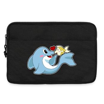 Dolphin Love Fish - Laptop bag 13" - black - Front