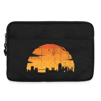 Silhouette de la ligne d’horizon de la ville du coucher de soleil - Sacoche pour ordinateur portable 13 pouces - noir - Devant