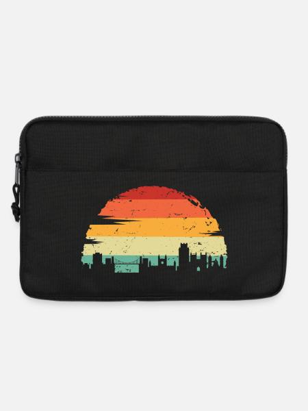 Sonnenuntergang Skyline Silhouette - Laptoptasche 13" - Schwarz