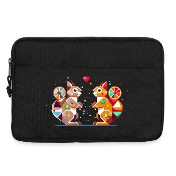 Deux écureuils avec un coeur coloré qui attire l’attention - Sacoche pour ordinateur portable 13 pouces - noir - Devant