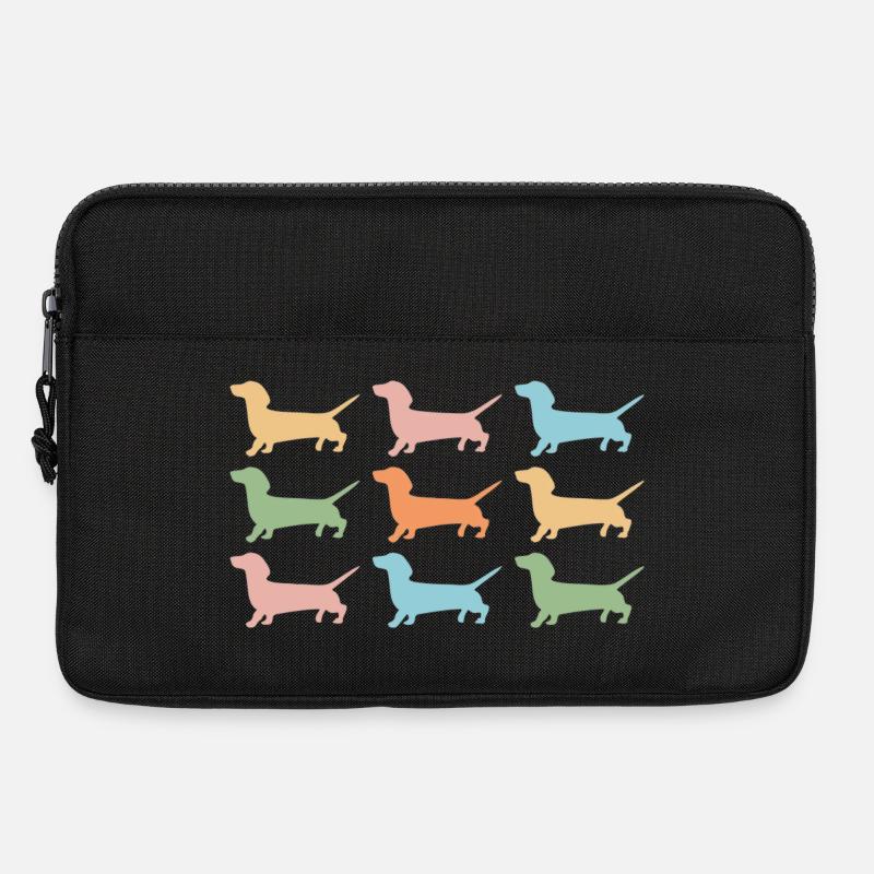 Bunte Dackel Silhouetten - Laptoptasche 13" - Schwarz