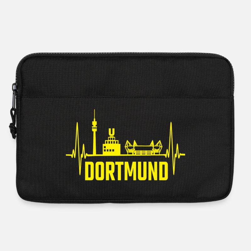 Dortmund Skyline Silhouette Heartbeat Herzschlag - Laptoptasche 13" - Schwarz