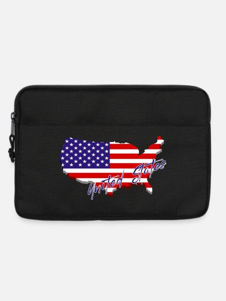 Landkarte der Vereinigten Staaten, American Pride - Laptoptasche 13" - Schwarz