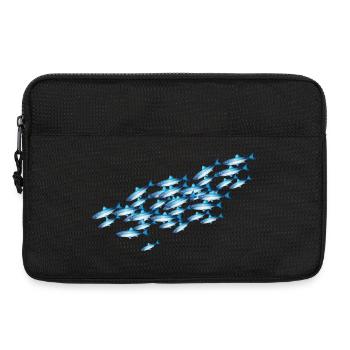 Glowing blue school of fish in the water - Laptop bag 13" - black - Front