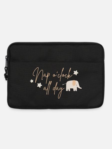 Nap o'clock all day, elephant beige - Laptop bag 13" - black