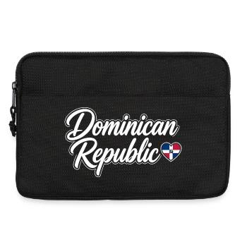 Écriture de la République dominicaine avec cœur de drapeau - Sacoche pour ordinateur portable 13 pouces - noir - Devant