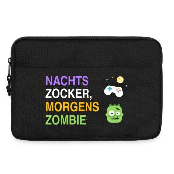 Nachts Zocker, morgens Zombie – Gamer Spruch - Laptoptasche 13" - Schwarz - Vorne
