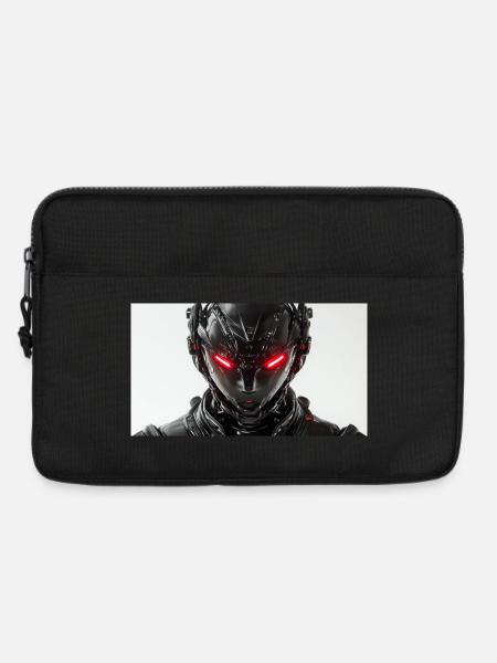 Futuristic robot with red glowing eyes - Laptop bag 13" - black