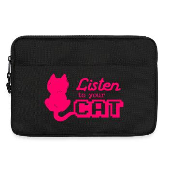 "Listen to your Cat" cooler Spruch mit Katze - Laptoptasche 13" - Schwarz - Vorne