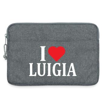nom t-shirt J’aime Luigia t-shirt idée cadeau - Sacoche pour ordinateur portable 13 pouces - gris chiné - Devant
