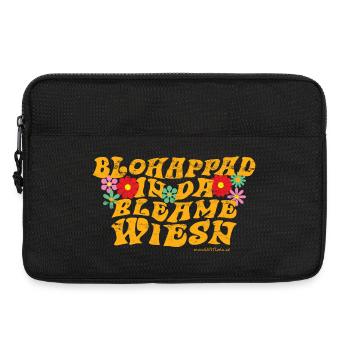 blohappad in da Bleamewiesn - barfuß, Blumenwiese - Laptoptasche 13" - Schwarz - Vorne