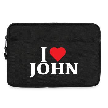 name t-shirt I love John t-shirt gift idea - Laptop bag 13" - black - Front