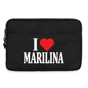 nom du t-shirt J’adore Marilina idée cadeau t-shirt - Sacoche pour ordinateur portable 13 pouces - noir - Devant