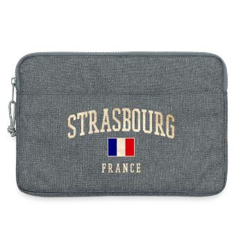 Strasbourg - Drapeau de la France - Sacoche pour ordinateur portable 13 pouces - gris chiné - Devant
