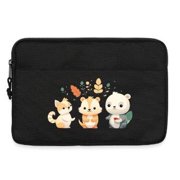 Illustration mignonne des amis de la forêt - Sacoche pour ordinateur portable 13 pouces - noir - Devant