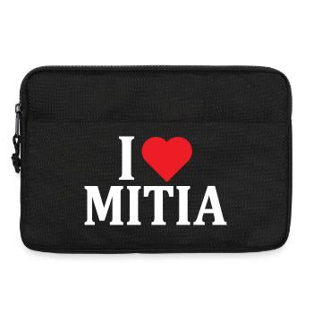 t-shirt I love Mitia t-shirt idée cadeau - Sacoche pour ordinateur portable 13 pouces - noir - Devant