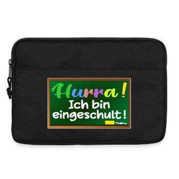 Einschulung Schulanfang HURRA - Laptoptasche 13" - Schwarz - Vorne