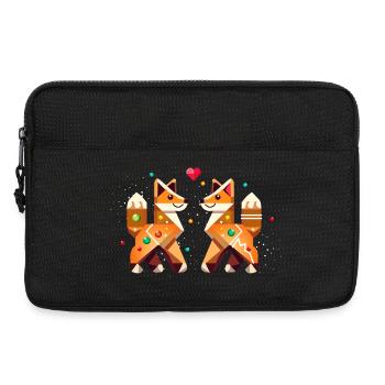 Deux renards en pain d’épices comme motif de Noël - Sacoche pour ordinateur portable 13 pouces - noir - Devant