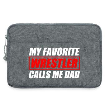 Mon catcheur préféré : Papa drôle de catch - Sacoche pour ordinateur portable 13 pouces - gris chiné - Devant