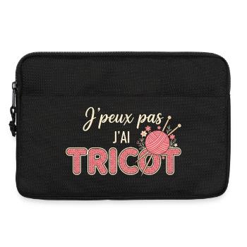 J'ai TRICOT—humour tricot - Sacoche pour ordinateur portable 13 pouces - noir - Devant