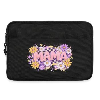MAMA Retro Checkerboard and Pastel Flowers | Chic - Laptop bag 13" - black - Front