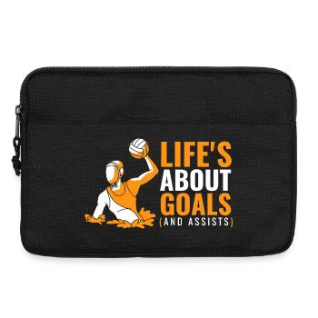 Das Leben dreht sich um Tore und Vorlagen - Laptoptasche 13" - Schwarz - Vorne