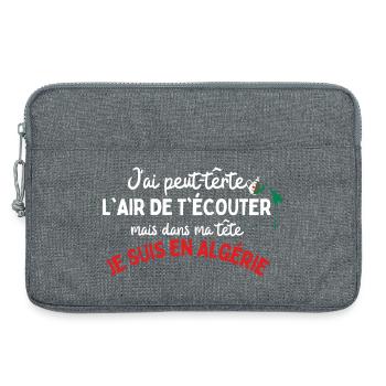 Algérie en tête — Humour identitaire - Sacoche pour ordinateur portable 13 pouces - gris chiné - Devant