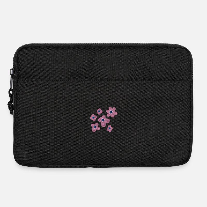 Blümchen bestickt - Laptoptasche 13" - Schwarz