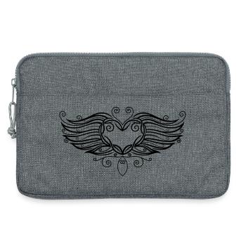 Coeur de tatouage en filigrane avec des ailes. - Sacoche pour ordinateur portable 13 pouces - gris chiné - Devant