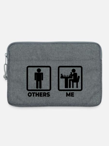 Lustiger Schachspieler - Laptoptasche 13" - Grau meliert