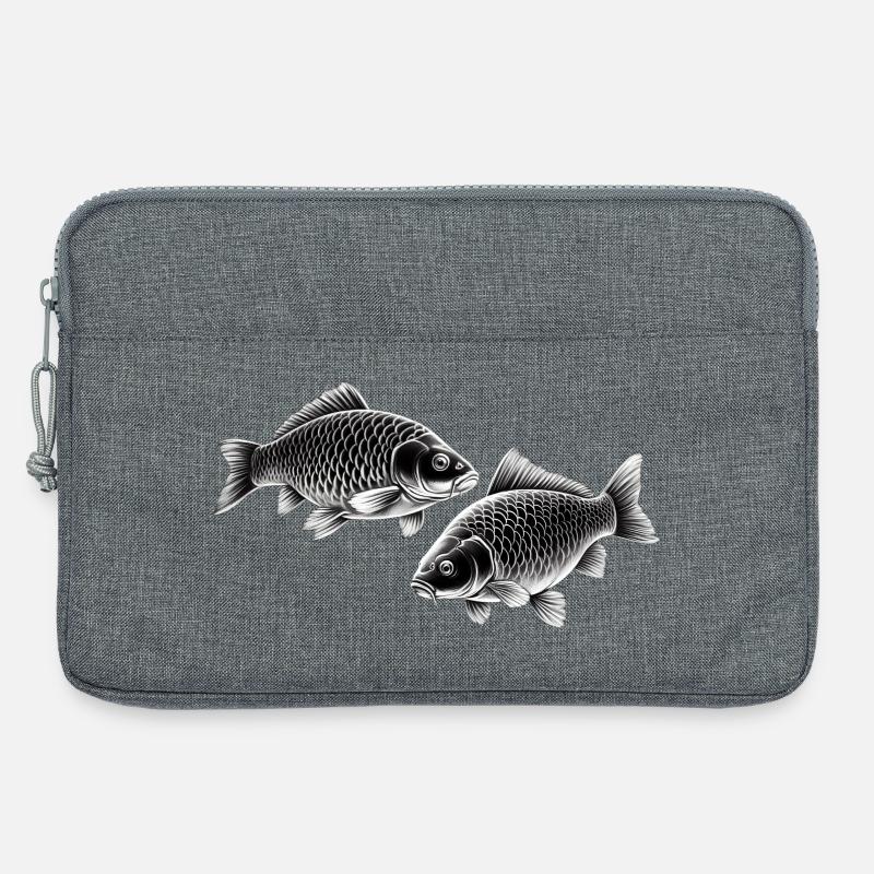 Carp chalk drawing - Laptop bag 13" - heather grey