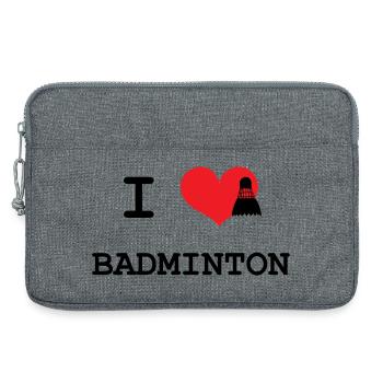 j'aime le badminton - Sacoche pour ordinateur portable 13 pouces - gris chiné - Devant