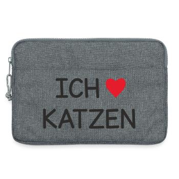Ich ❤️ Katzen – Süßes Katzenliebe Textdesign - Laptoptasche 13" - Grau meliert - Vorne