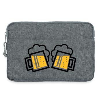 2 Bayrische Bierkrüge Prosten (Bier Maßkrüge / 2C) - Laptoptasche 13" - Grau meliert - Vorne