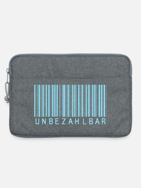 Barcode Hellblau "UNBEZAHLBAR"  - Laptoptasche 13" - Grau meliert