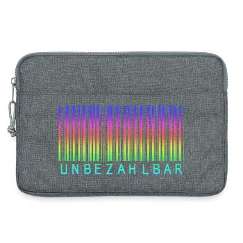 Barcode Regenbogen "UNBEZAHLBAR"  - Laptoptasche 13" - Grau meliert - Vorne