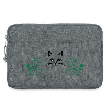 Katze zwischen Girlanden - Laptoptasche 13" - Grau meliert - Vorne