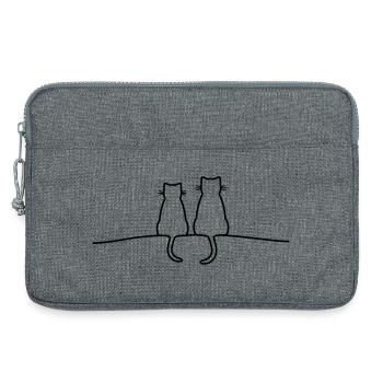 Katzen Silhouette Pärchen Geschenkidee - Laptoptasche 13" - Grau meliert - Vorne