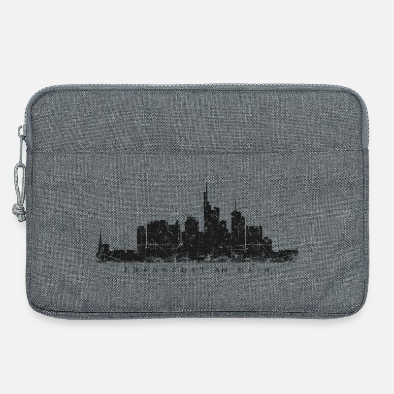 Frankfurt am Main Skyline (Vintage/Schwarz) - Laptoptasche 13" - Grau meliert