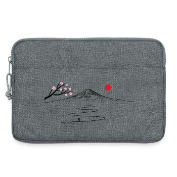 Japon, Fujijama, randonnées en montagne, volcan, cerisier en fleurs - Sacoche pour ordinateur portable 13 pouces - gris chiné - Devant