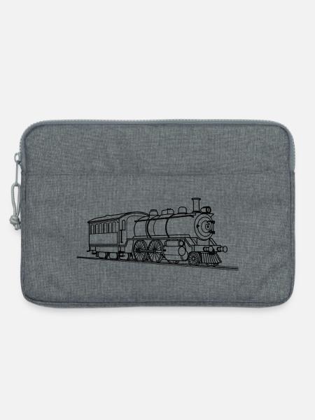 Lokomotive Zeichnung - Laptoptasche 13" - Grau meliert