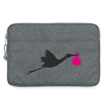 Klapperstorch Storch Mädchen rosa - Laptoptasche 13" - Grau meliert - Vorne